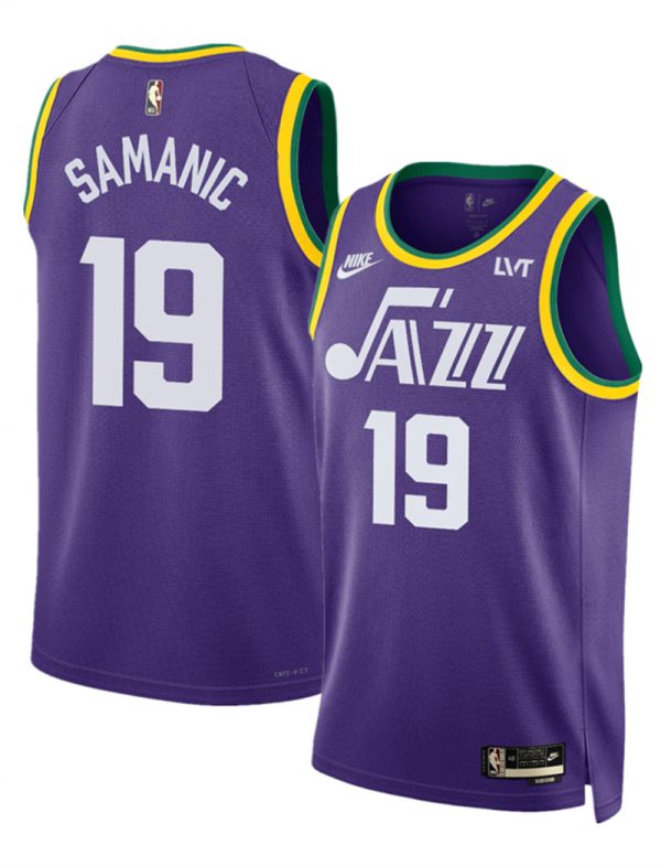 Men Utah Jazz #19 Luka Samanic Purple 2023 Classic Edition Stitched Basketball Jersey