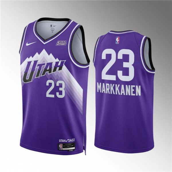 Men Utah Jazz #23 Lauri Elias Markkanen Purple 2023/24 City Edition Stitched Basketball Jersey
