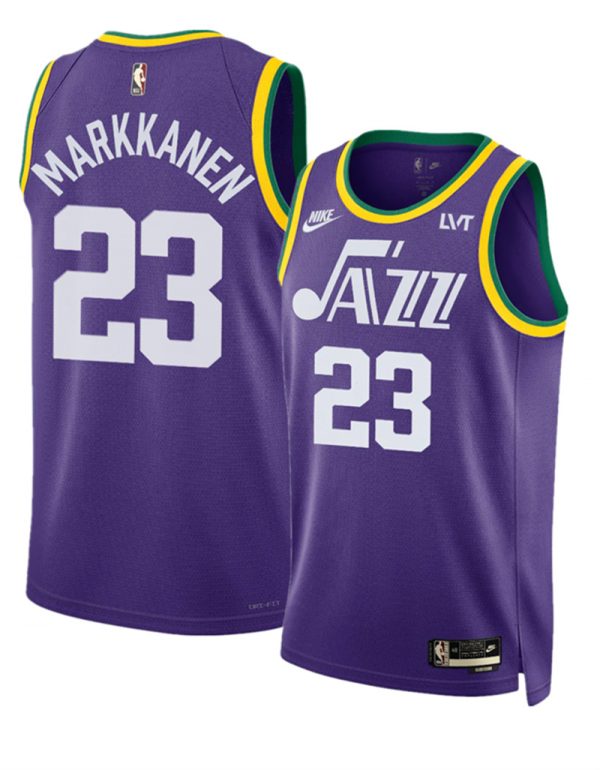 Men Utah Jazz #23 Lauri Markkanen Purple 2023 Classic Edition Stitched Basketball Jersey