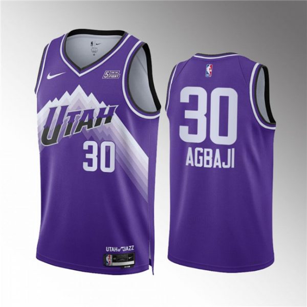 Men Utah Jazz #30 Ochai Agbaji Purple 2023/24 City Edition Stitched Basketball Jersey