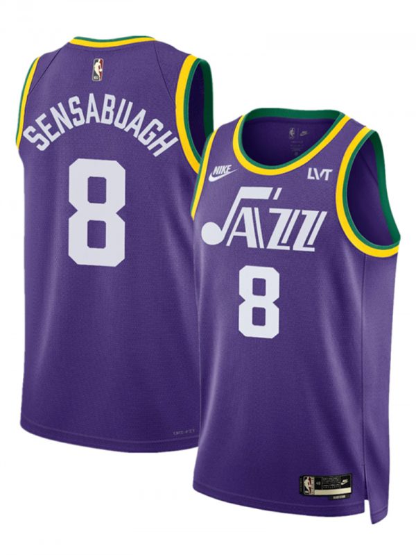 Men Utah Jazz #8 Brice Sensabaugh Purple 2023 Classic Edition Stitched Basketball Jersey