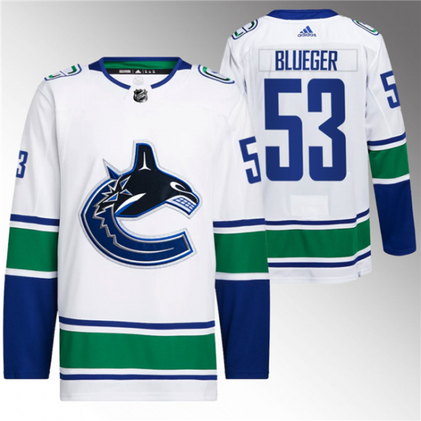 Men Vancouver Canucks #53 Teddy Blueger White Retro Stitched Jersey