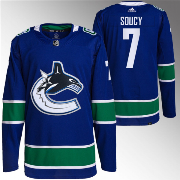 Men Vancouver Canucks #7 Carson Soucy Blue Stitched Jersey