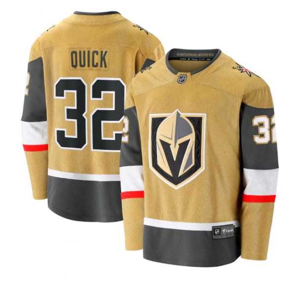 Men Vegas Golden Knights #32 Jonathan Quick Gold Stitched Jersey