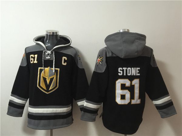 Men Vegas Golden Knights #61 Mark Stone Black Ageless Must-Have Lace-Up Pullover Hoodie
