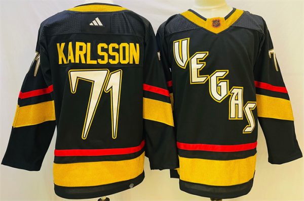Men Vegas Golden Knights #71 William Karlsson Black 2022-23 Reverse Retro Stitched Jersey