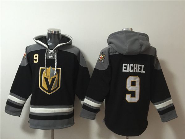 Men Vegas Golden Knights #9 Jack Eichel Black Ageless Must-Have Lace-Up Pullover Hoodie