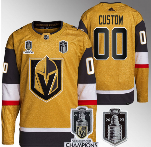 Vegas Golden Knights Active Player Custom Gold 2023 Stanley Cup Final And Champions Patch Stitched Jersey