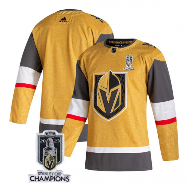 Men Vegas Golden Knights Blank Gold 2023 Stanley Cup Champions Stitched Jersey