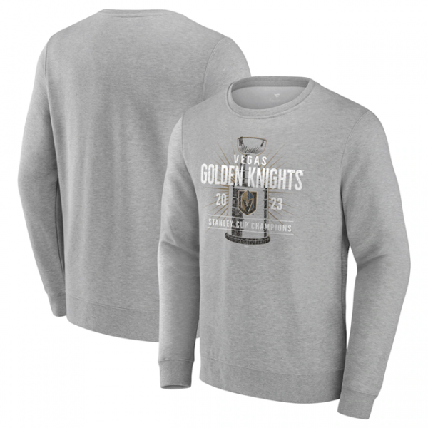 Men Vegas Golden Knights Grey 2023 Stanley Cup Champions Banner Graphic Crew Sweatshirt