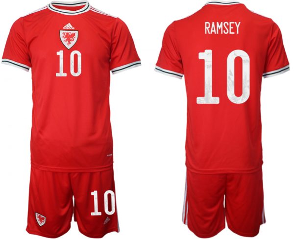 Men Wales #10 Ramsey Red Home Soccer Jersey Suit