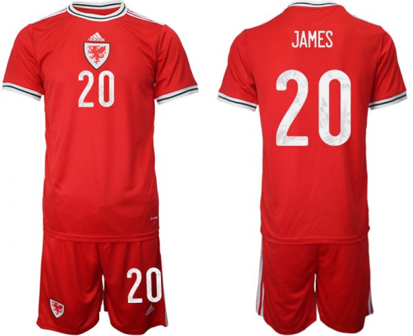 Men Wales #20 James Red Home Soccer Jersey Suit