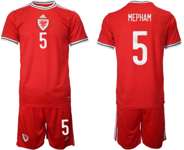 Men Wales #5 Mepham Red Home Soccer Jersey Suit