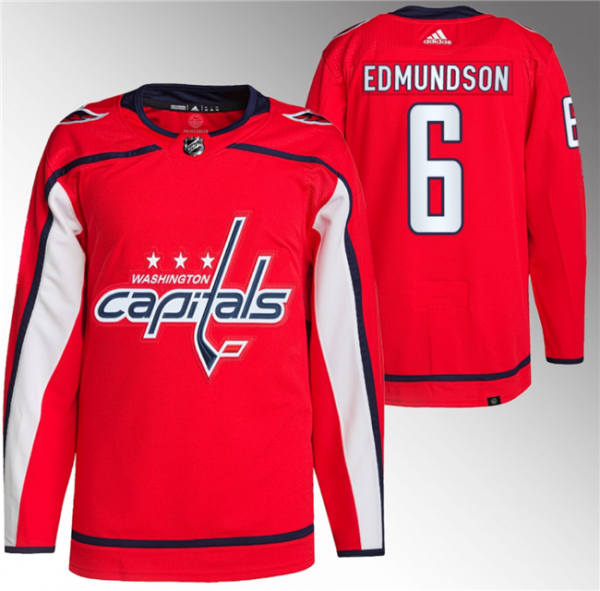 Men Washington Capitals #6 Joel Edmundson Red Stitched Jersey