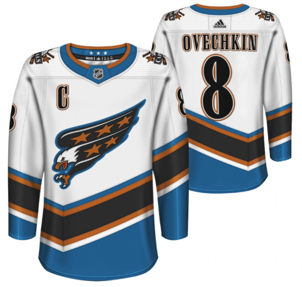 Men Washington Capitals #8 Alex Ovechkin White Throwback Stitched Jersey
