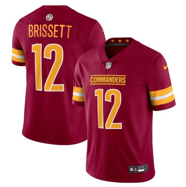 Men Washington Commanders #12 Jacoby Brissett Burgundy 2023 F.U.S.E. Vapor Limited Stitched Football Jersey