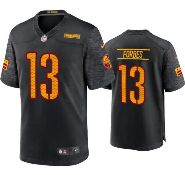 Men Washington Commanders #13 Emmanuel Forbes Black Stitched Game Jersey