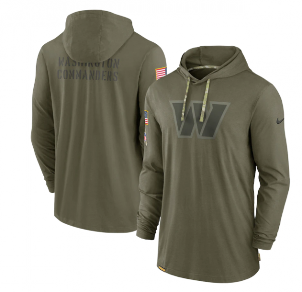 Men Washington Commanders 2022 Olive Salute to Service Tonal Pullover Hoodie