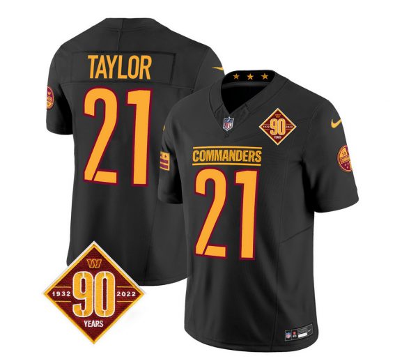 Men Washington Commanders #21 Sean Taylor Black 2023 F.U.S.E. 90th Anniversary Vapor Limited Stitched Football Jersey
