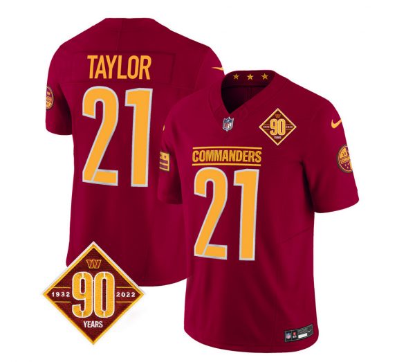 Men Washington Commanders #21 Sean Taylor Burgundy 2023 F.U.S.E. 90th Anniversary Vapor Limited Stitched Football Jersey