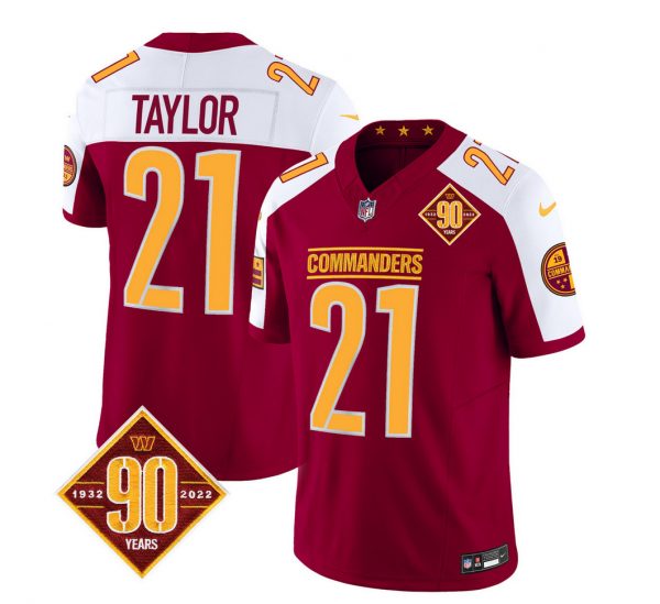 Men Washington Commanders #21 Sean Taylor Burgundy/White 2023 F.U.S.E. 90th Anniversary Vapor Limited Stitched Football Jersey