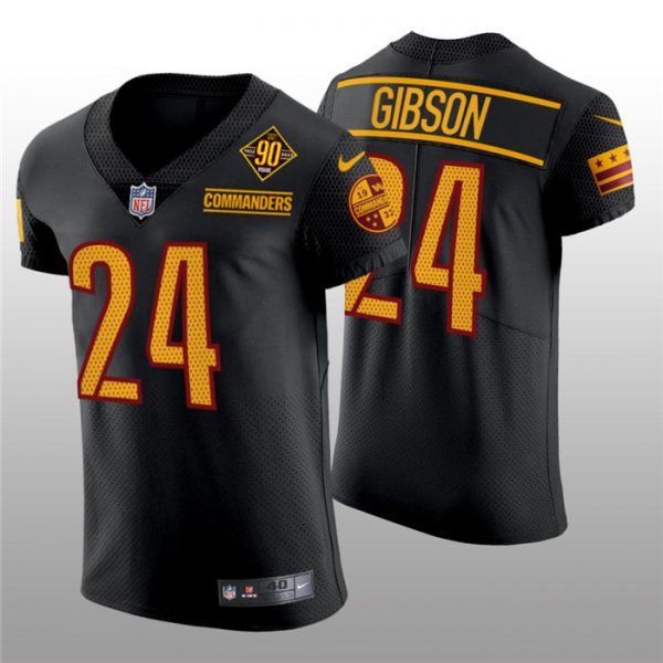 Men Washington Commanders #24 Antonio Gibson 90th Anniversary Black Elite Stitched Jersey