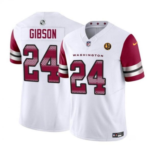 Men Washington Commanders #24 Antonio Gibson White 2023 F.U.S.E. With John Madden Patch Vapor Limited Stitched Football Jersey