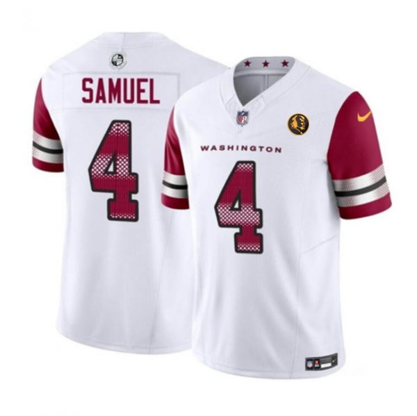 Men Washington Commanders #4 Curtis Samuel White 2023 F.U.S.E. With John Madden Patch Vapor Limited Stitched Football Jersey