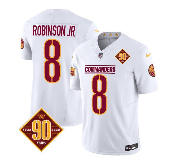 Men Washington Commanders #8 Brian Robinson White 2023 F.U.S.E. 90th Anniversary Vapor Limited Stitched Football Jersey