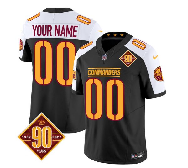 Washington Commanders Active Player Custom Black/White 2023 F.U.S.E. 90th Anniversary Vapor Limited Stitched Football Jersey