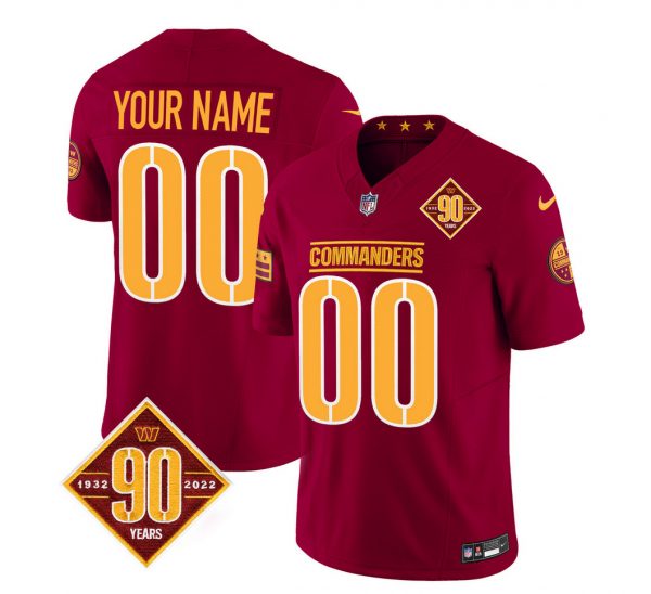 Washington Commanders Active Player Custom Burgundy 2023 F.U.S.E. 90th Anniversary Vapor Limited Stitched Football Jersey
