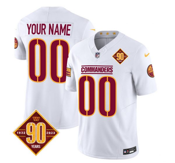 Washington Commanders Active Player Custom White 2023 F.U.S.E. 90th Anniversary Vapor Limited Stitched Football Jersey