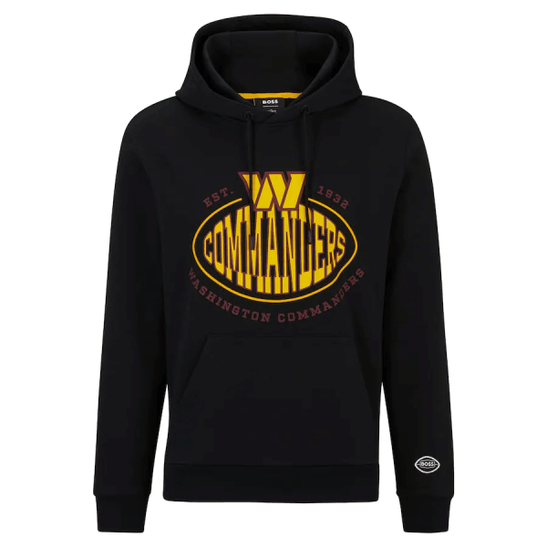 Men Washington Commanders Black BOSS X Touchback Pullover Hoodie