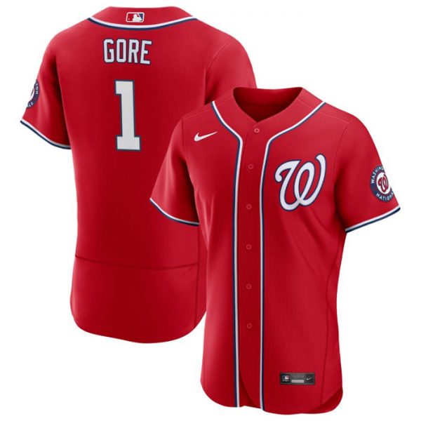 Men Washington Nationals #1 MacKenzie Gore Red Flex Base Stitched MLB Jersey