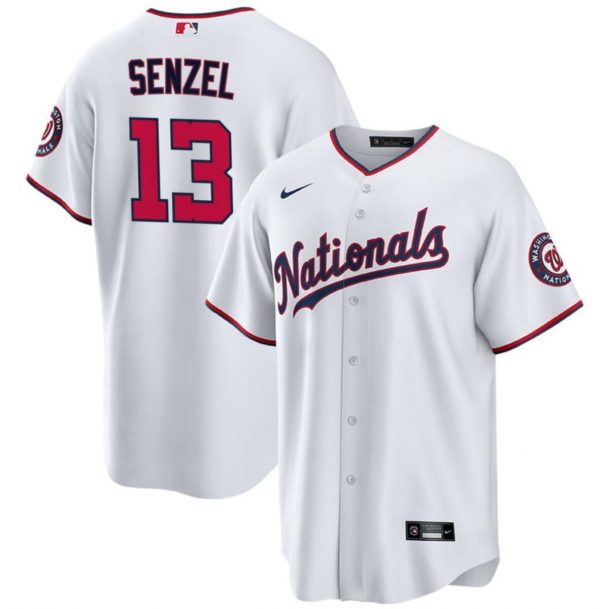 Men Washington Nationals #13 Nick Senzel White Cool Base Stitched Baseball Jersey