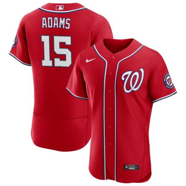 Men Washington Nationals #15 Riley Adams Red Flex Base Stitched MLB Jersey