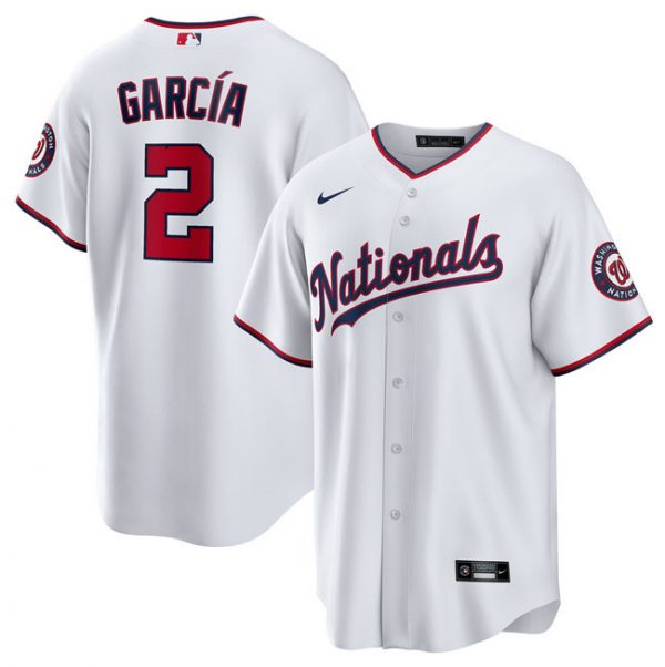 Men Washington Nationals #2 Luis Garcia White Cool Base Stitched Baseball Jersey