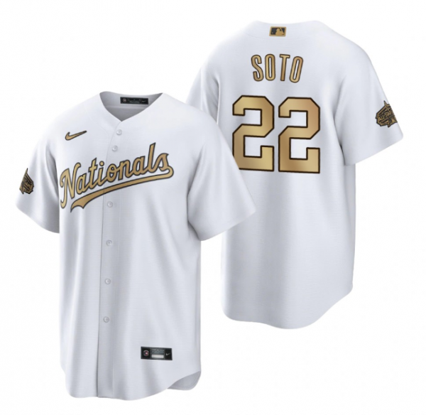 Men Washington Nationals #22 Juan Soto 2022 All-Star White Cool Base Stitched Baseball Jersey