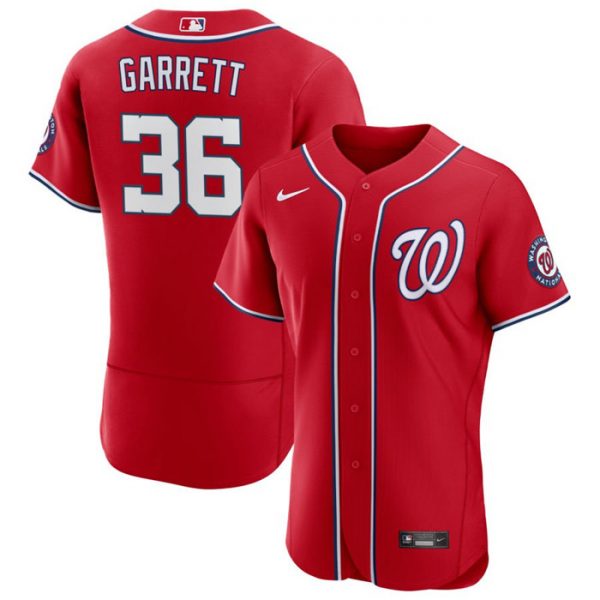 Men Washington Nationals #36 Stone Garrett Red Flex Base Stitched MLB Jersey