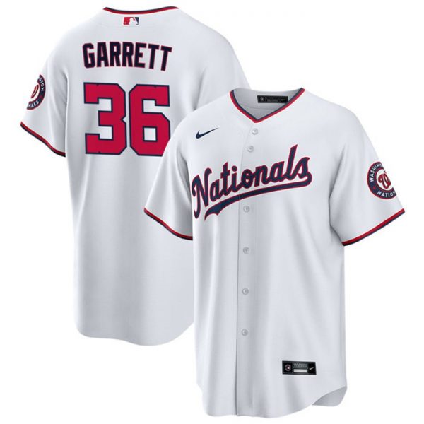 Men Washington Nationals #36 Stone Garrett White Cool Base Stitched Baseball Jersey