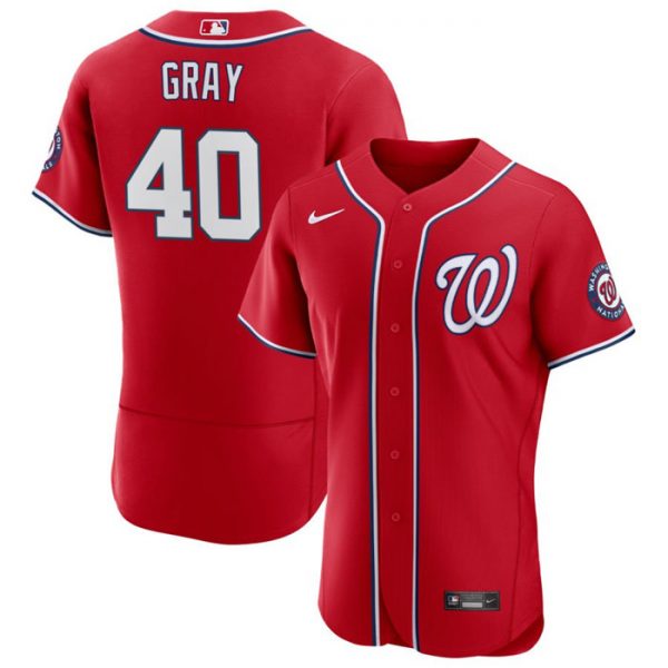 Men Washington Nationals #40 Josiah Gray Red Flex Base Stitched MLB Jersey