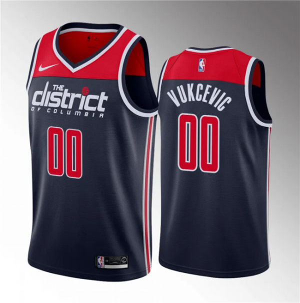 Men Washington Wizards #00 Tristan Vukcevic Navy 2023 Draft Statement Edition Stitched Jersey