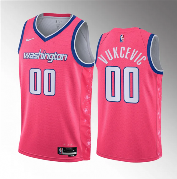 Men Washington Wizards #00 Tristan Vukcevic Pink 2023 Draft City Edition Stitched Jersey