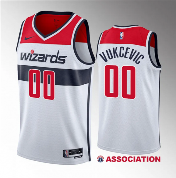 Men Washington Wizards #00 Tristan Vukcevic White 2023 Draft Association Edition Stitched Jersey