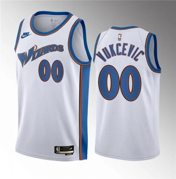 Men Washington Wizards #00 Tristan Vukcevic White 2023 Draft Classic Edition Stitched Jersey