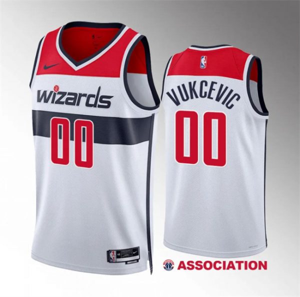 Men Washington Wizards #00 Tristan Vukcevic White Association Edition Stitched Basketball Jersey