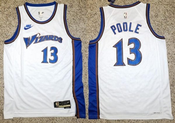 Men Washington Wizards #13 Jordan Poole White Classic Stitched Jersey