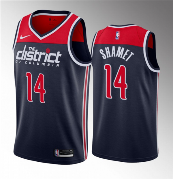 Men Washington Wizards #14 Landry Shamet Navy Statement Edition Stitched Jersey