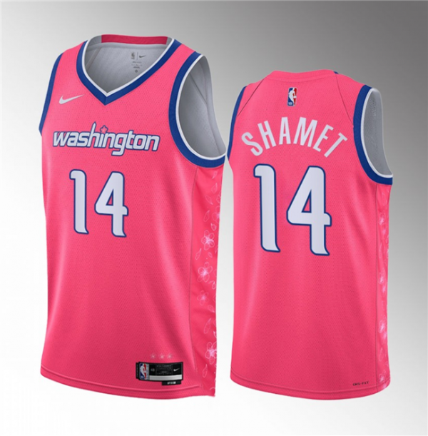 Men Washington Wizards #14 Landry Shamet Pink 2023 City Edition Stitched Jersey