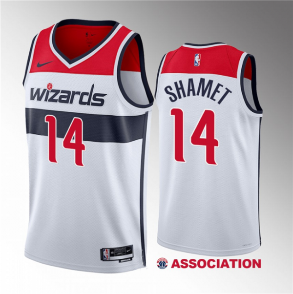 Men Washington Wizards #14 Landry Shamet White Association Edition Stitched Jersey